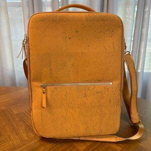 Montage Convertible Laptop Backpack Vegan Natural Cork Leather with Gold Accent
